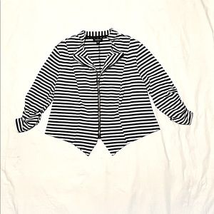 Torrid size 0. Black & white stripe Moto blazer.